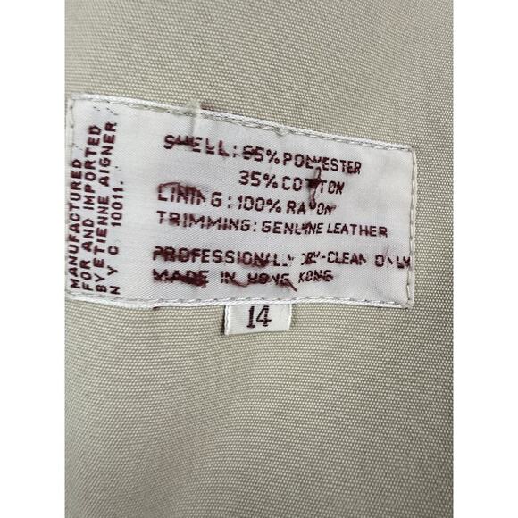 70s VTG Etienne Aigner Trench Coat Double Breasted Fully Lined Belted Womens L - Picture 14 of 16